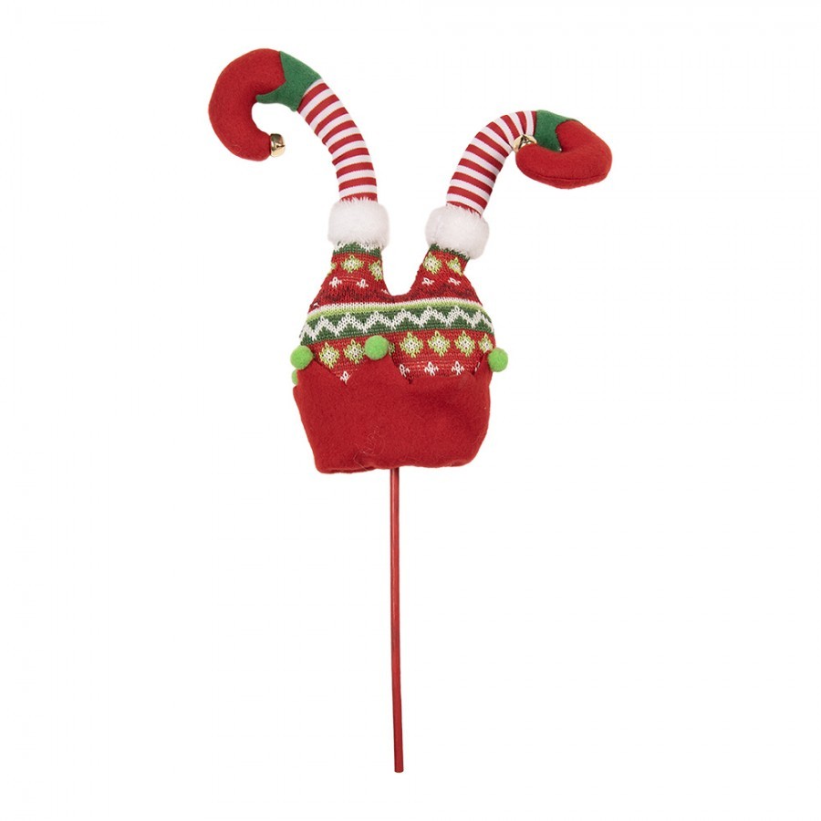 Červený vianočný zápich nohy škriatok Elf - 14*5*48 cm