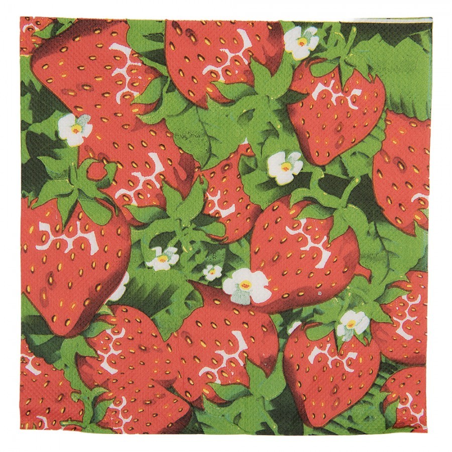 Papírové ubrousky s červenými jahodami - 33*40 cm / 20ks /
