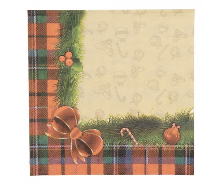 Vánoční papírové ubrousky s girlandou - 33*40 cm (20 ks) Clayre & Eef