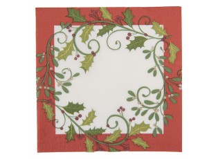 Vánoční papírové ubrousky s dekorem cesmíny - 33*33 cm (20ks)