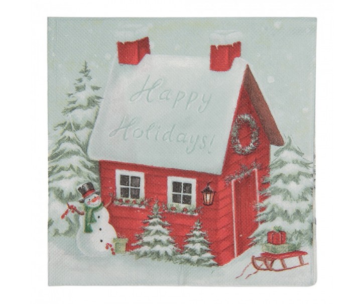 Vánoční papírové ubrousky Happy Holidays - 33*33 cm (20ks) Clayre & Eef