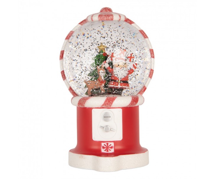 Kouzelná vánoční dekorace Santa – hrací skříňka s LED - 12*11*20 cm / 3*AA/ USB Clayre & Eef