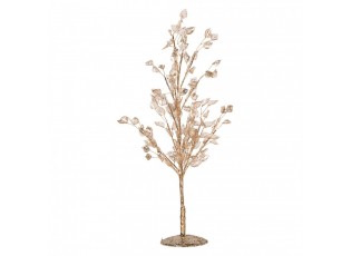 Zlatý vánoční stromeček s lístky a třpytkami - 9*9*45 cm