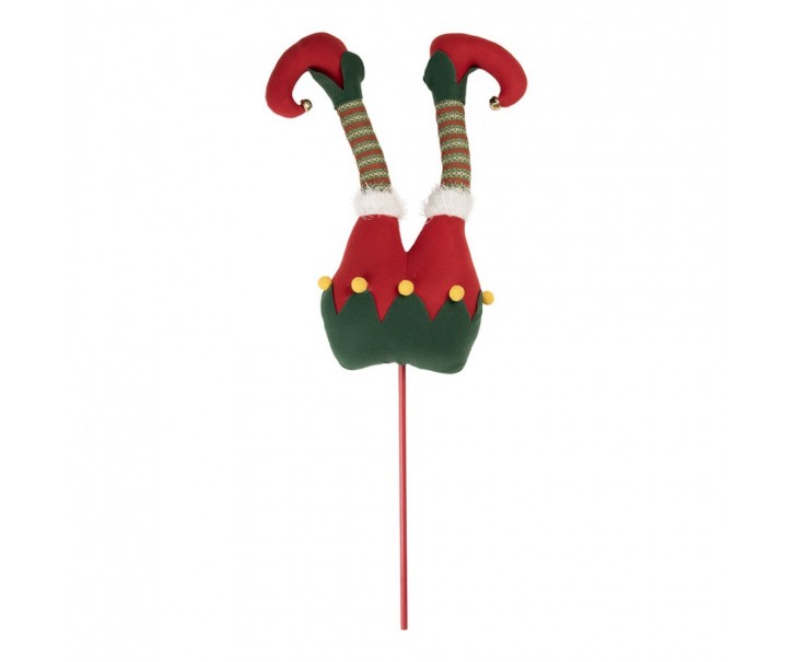 Veliký vánoční zápich nohy skřítek Elf - 24*10*80 cm Clayre & Eef