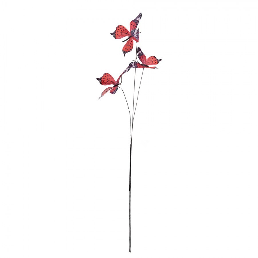 Dekorační větvička s červenými motýlky Butterfly - 10*10*65 cm Clayre & Eef Dekorační větvička s červenými motýlky Butterfly - 10*10*65 cm Clayre & Eef