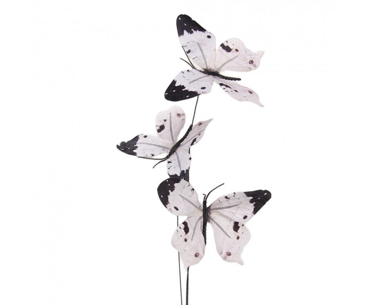 Dekorační větvička s bílými motýlky Butterfly - 10*10*65 cm Clayre & Eef