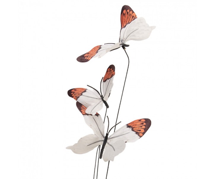 Dekorační větvička s bílými motýlky Butterfly - 10*10*65 cm Clayre & Eef
