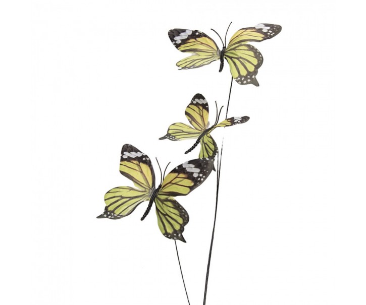 Dekorační větvička se zelenkavými motýlky Butterfly - 10*10*65 cm Clayre & Eef