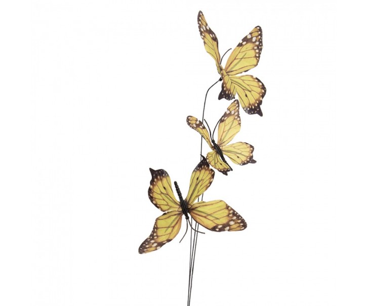 Dekorační větvička se žlutými motýlky Butterfly - 10*10*65 cm Clayre & Eef