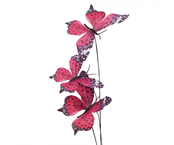 Dekorační větvička s růžovými motýlky Butterfly - 10*10*65 cm Clayre & Eef