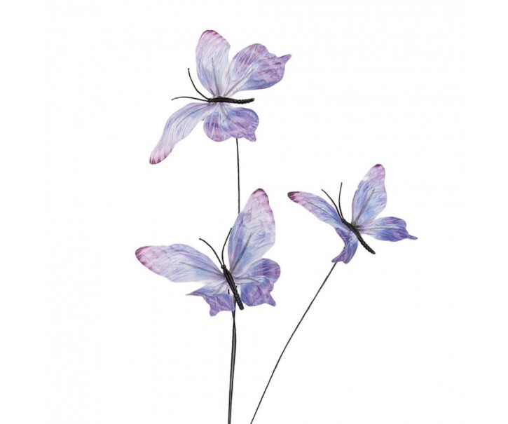 Dekorační větvička s fialovými motýlky Butterfly - 10*10*65 cm Clayre & Eef
