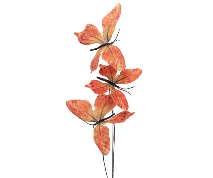 Dekorační větvička s oranžovými motýlky Butterfly - 10*10*65 cm Clayre & Eef
