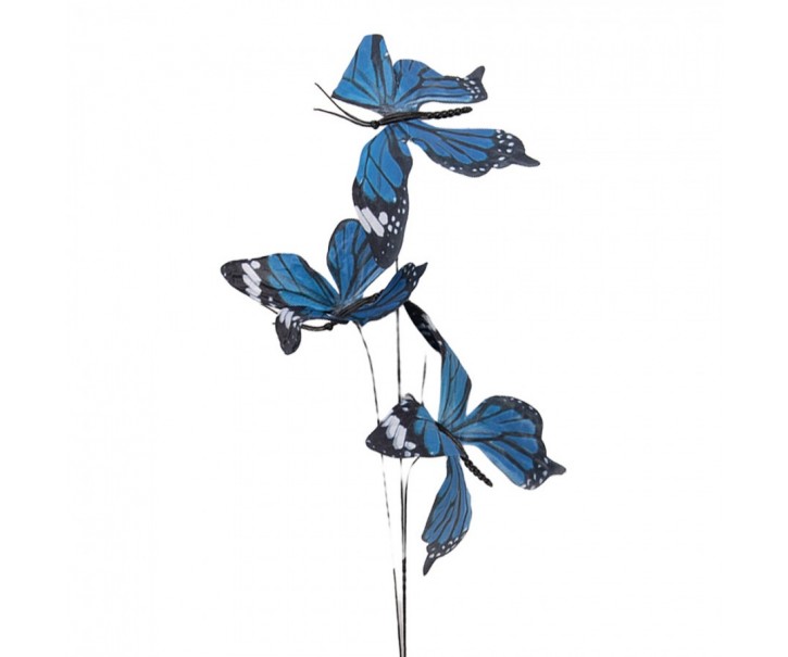 Dekorační větvička s modrými motýlky Butterfly - 10*10*65 cm Clayre & Eef