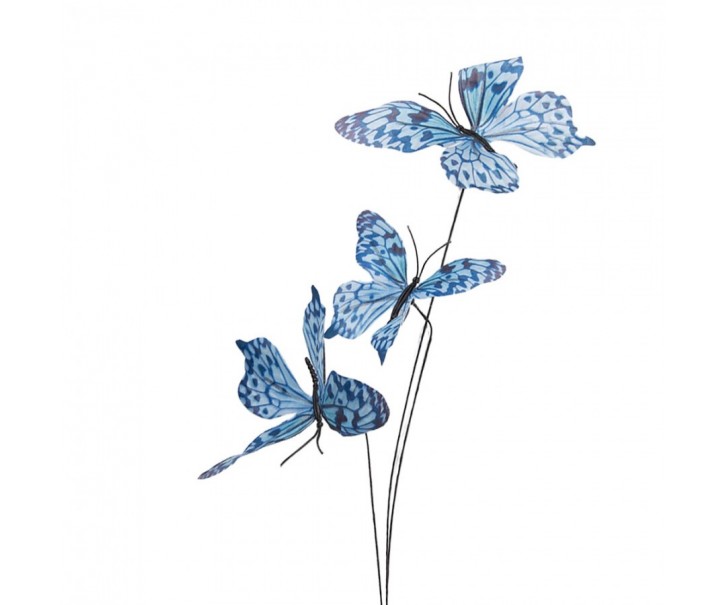 Dekorační větvička s modrými motýlky Butterfly - 10*10*65 cm Clayre & Eef