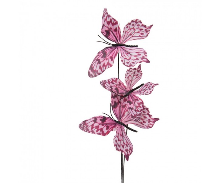 Dekorační větvička s růžovými motýlky Butterfly - 10*10*65 cm Clayre & Eef