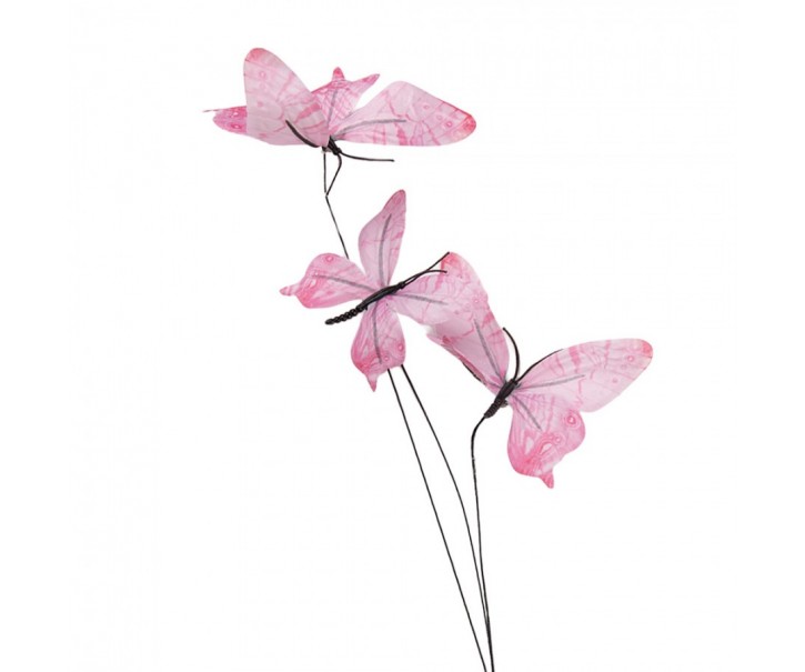 Dekorační větvička s růžovými motýlky Butterfly - 10*10*65 cm Clayre & Eef