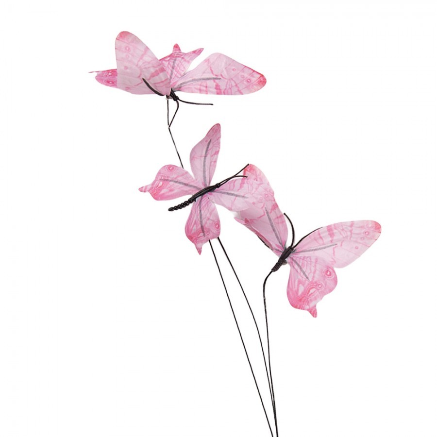 Dekorační větvička s růžovými motýlky Butterfly - 10*10*65 cm