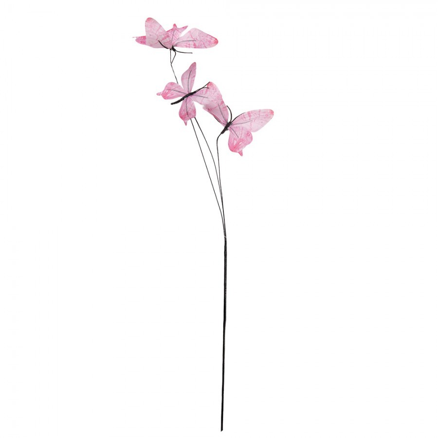 Dekorační větvička s růžovými motýlky Butterfly - 10*10*65 cm Clayre & Eef Dekorační větvička s růžovými motýlky Butterfly - 10*10*65 cm Clayre & Eef
