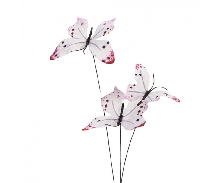 Dekorační větvička s bílými motýlky Butterfly - 10*10*65 cm Clayre & Eef