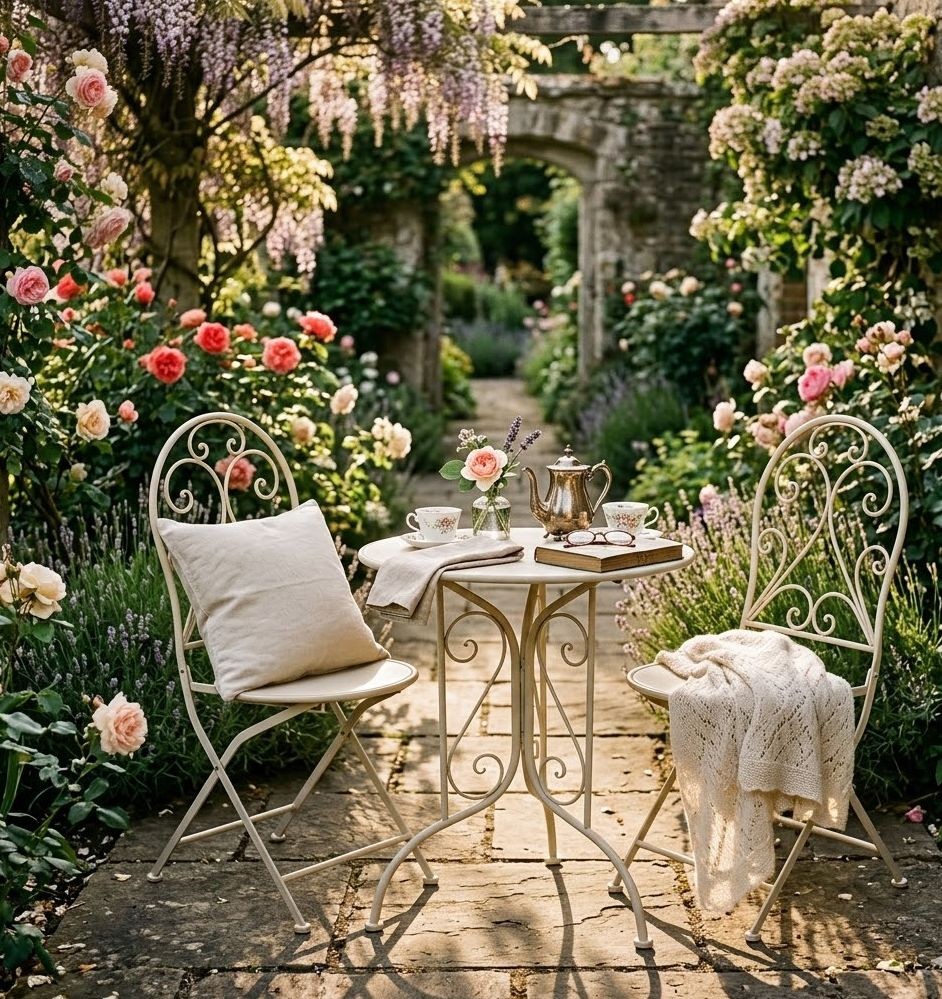 Béžový zahradní kovový Bistro set stůl a 2 židle - Ø 60*70 / 39*39*94 cm Clayre & Eef Béžový zahradní kovový Bistro set stůl a 2 židle - Ø 60*70 / 39*39*94 cm Clayre & Eef