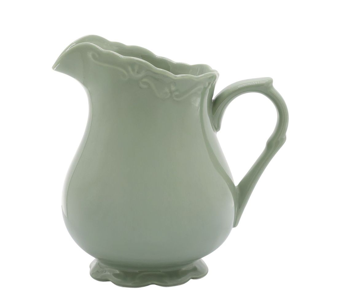Zelený porcelánový džbán s krajkou Provence lace verte - 18cm / 1.1L