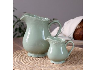 Zelený porcelánový džbánek s krajkou Provence lace verte - 9 cm / 200 ml