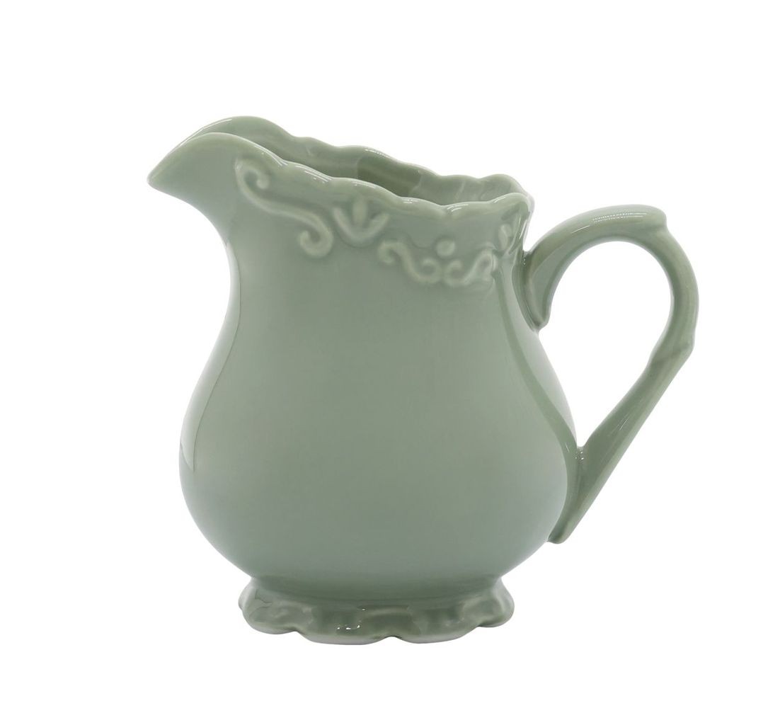 Zelený porcelánový džbánek s krajkou Provence lace verte - 9 cm / 0,2 L