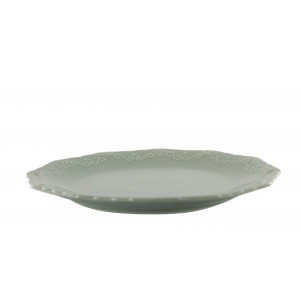 Zelený porcelánový jídelní talíř s krajkou Provence lace verte - Ø 27 cm