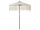 Bílý slunečník s dřevěnou tyčí a třásněmi Macrame - ∅ 200 250 cm J-Line by Jolipa
