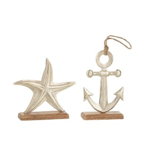Set 2ks stříbrná raw dekorace hvězda a kotva Sea Decor - 20*5*19 cm