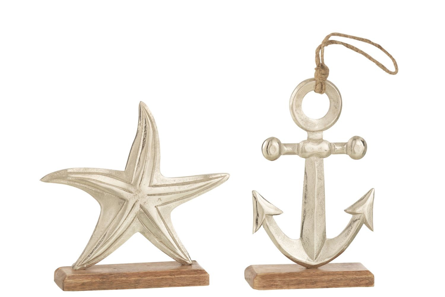 Set 2ks stříbrná raw dekorace hvězda a kotva Sea Decor - 20*5*19 cm