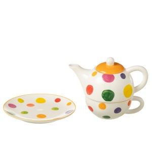 Tea for One s barevnými pruhy a puntíky Polli Dot v krabičce - 19*12*15 cm / 420/ 200 ml