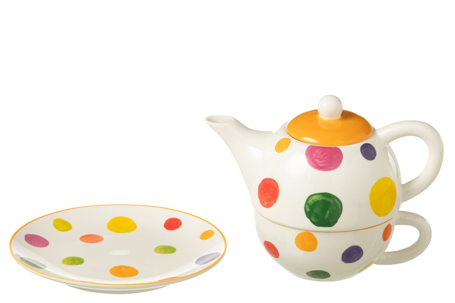 Tea for One s barevnými pruhy a puntíky Polli Dot v krabičce - 19*12*15 cm / 420/ 200 ml