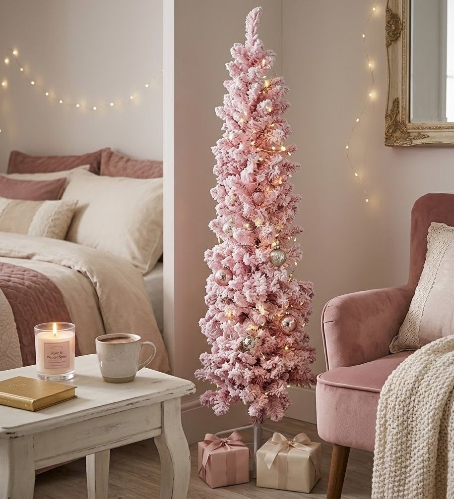 Růžový zasněžený umělý vánoční stromek Christmas Tree S - 30*30*120 cm Clayre & Eef Růžový zasněžený umělý vánoční stromek Christmas Tree S - 30*30*120 cm Clayre & Eef