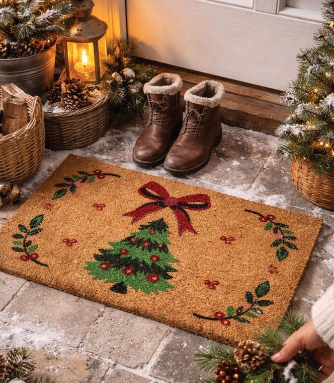 Vánoční kokosová rohožka se stromečkem Christmas Harmony - 75*45*1 cm Clayre & Eef Vánoční kokosová rohožka se stromečkem Christmas Harmony - 75*45*1 cm Clayre & Eef