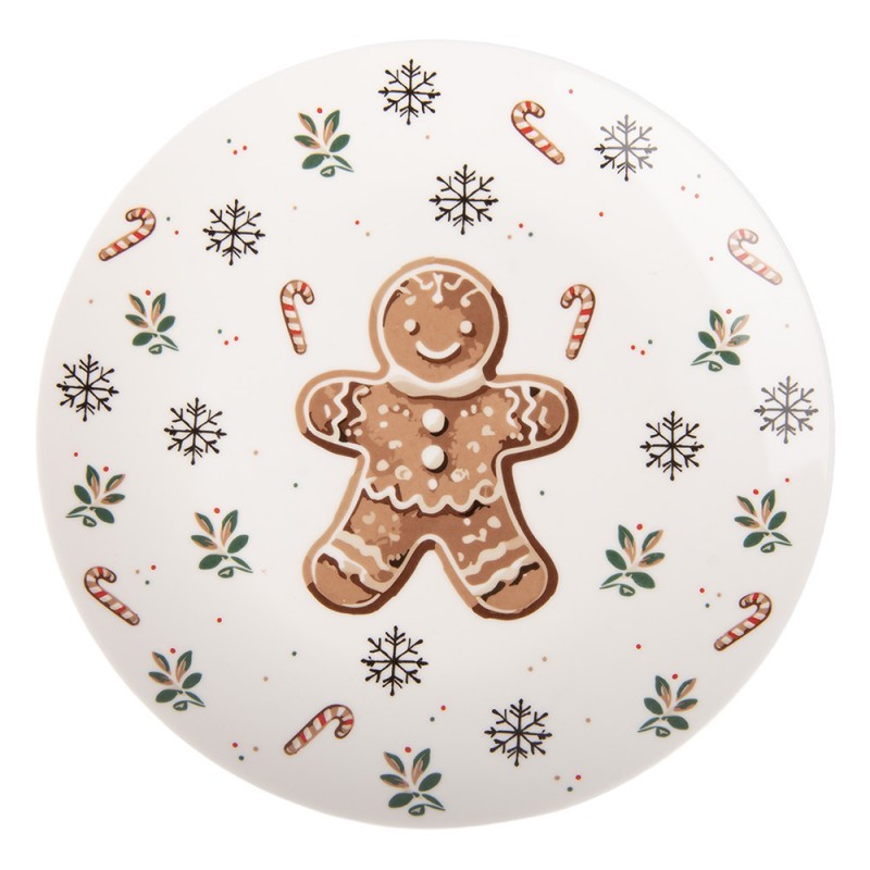 Bílý porcelánový dezertní talířek s perníčkem Gingerbread Magic - Ø 20*2 cm