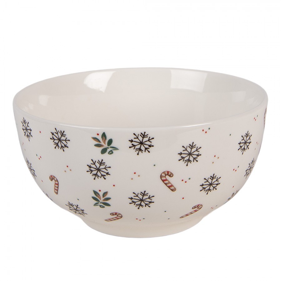Bílá porcelánová miska s perníčkem Gingerbread Magic - Ø 14*7 cm / 500 ml Clayre & Eef Bílá porcelánová miska s perníčkem Gingerbread Magic - Ø 14*7 cm / 500 ml Clayre & Eef