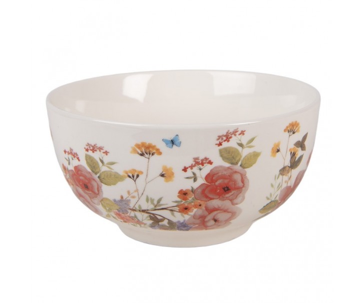 Porcelánová miska s květy Flower & Fiesta - Ø 14*7 cm / 500 ml Clayre & Eef