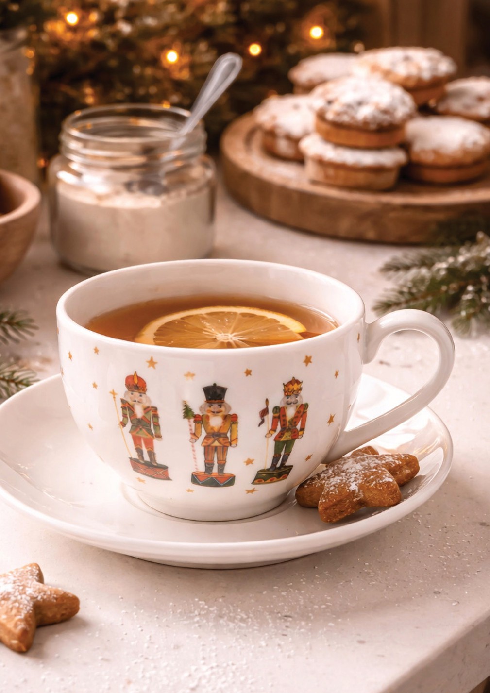 Porcelánový šálek s podšálkem s Louskáčky Happy Little Christmas - 12*9*6 cm / Ø 14*2 cm / 200 ml Clayre & Eef Porcelánový šálek s podšálkem s Louskáčky Happy Little Christmas - 12*9*6 cm / Ø 14*2 cm / 200 ml Clayre & Eef