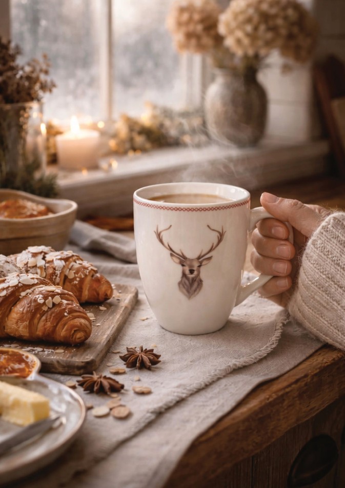 Porcelánový hrnek s jelenem Cosy Lodge - 12*8*10 cm / 300 ml Clayre & Eef Porcelánový hrnek s jelenem Cosy Lodge - 12*8*10 cm / 300 ml Clayre & Eef