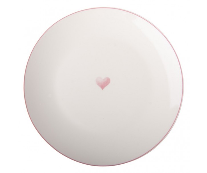 Porcelánový dezertní talíř se srdíčkem Beautiful Heart - Ø 20*2 cm Clayre & Eef