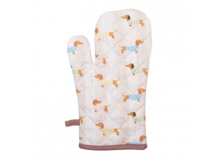 Béžová bavlněná chňapka - rukavice s jezevčíky Puppy Pullover - 18*30 cm
