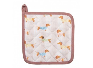 Béžová bavlněná chňapka - podložka s jezevčíky Puppy Pullover - 20*20 cm