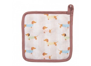 Béžová bavlněná chňapka - podložka s jezevčíky Puppy Pullover - 20*20 cm