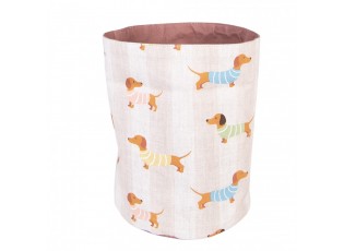 Béžový bavlněný košík na pečivo s jezevčíky Puppy Pullover - Ø 15*16 cm