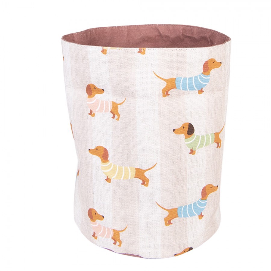 Béžový bavlněný košík na pečivo s jezevčíky Puppy Pullover - Ø 15*16 cm Clayre & Eef Béžový bavlněný košík na pečivo s jezevčíky Puppy Pullover - Ø 15*16 cm Clayre & Eef