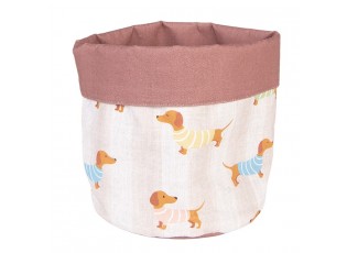 Béžový bavlněný košík na pečivo s jezevčíky Puppy Pullover - Ø 15*16 cm