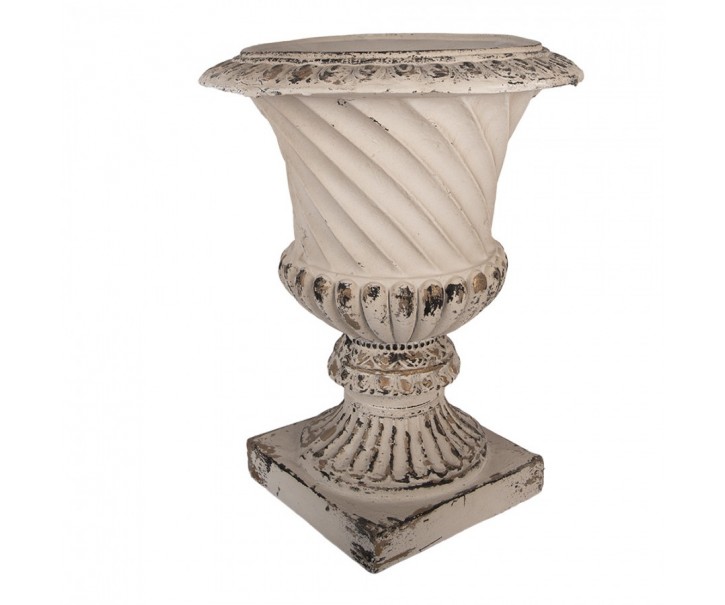 Béžový antik květináč ve tvaru amfory s patinou Amfori - 44*44*58 cm Clayre & Eef