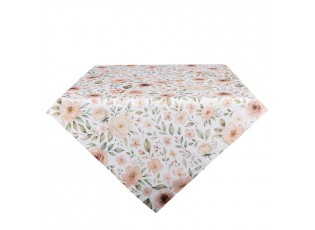 Bílý bavlněný ubrus s růžemi Soft Romantic Blush - 100*100 cm
