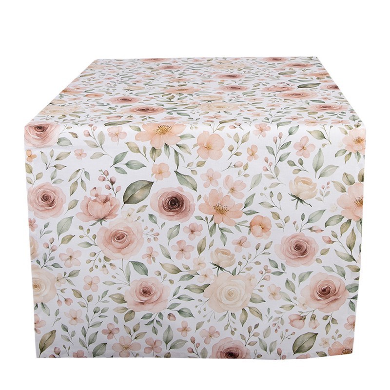 Bílý bavlněný běhoun s růžemi Soft Romantic Blush - 100*100 cm